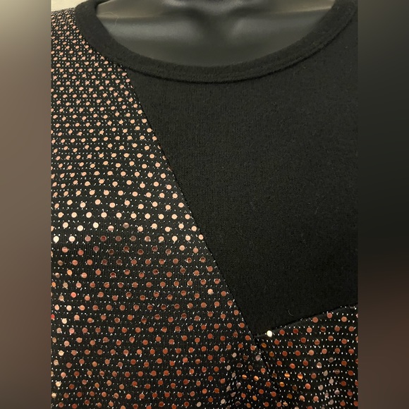BLACK SWEATER WITH SPANGLE SHIMMER SEQUINS SIZE SMALL by TWENTY SECOND - Picture 2 of 11